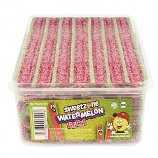 Sweetzone Fizzy Watermelon Belts Halal 100 Count Tub 1.1kg Sweetzone Fizzy Watermelon Belts Halal 100 Count Tub 1.1kg